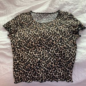 cheetah print ruffle shirt